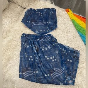 Dolls Kill MIDI skirt set denim print